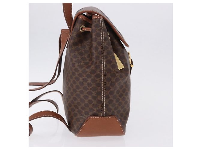 Céline CELINE Macadam Canvas Backpack PVC Leather Brown Gold - vista 4