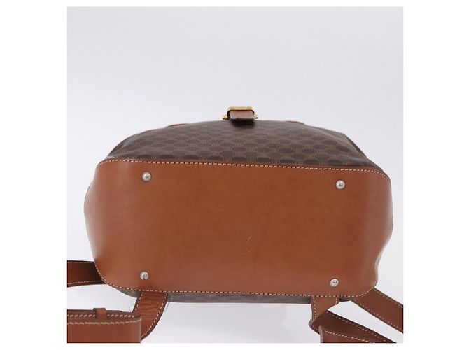 Céline CELINE Macadam Canvas Backpack PVC Leather Brown Gold - vista 5