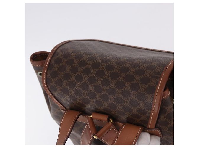 Céline CELINE Macadam Canvas Backpack PVC Leather Brown Gold - vista 6
