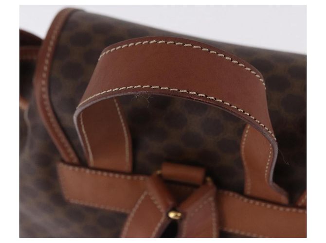 Céline CELINE Macadam Canvas Backpack PVC Leather Brown Gold - vista 7