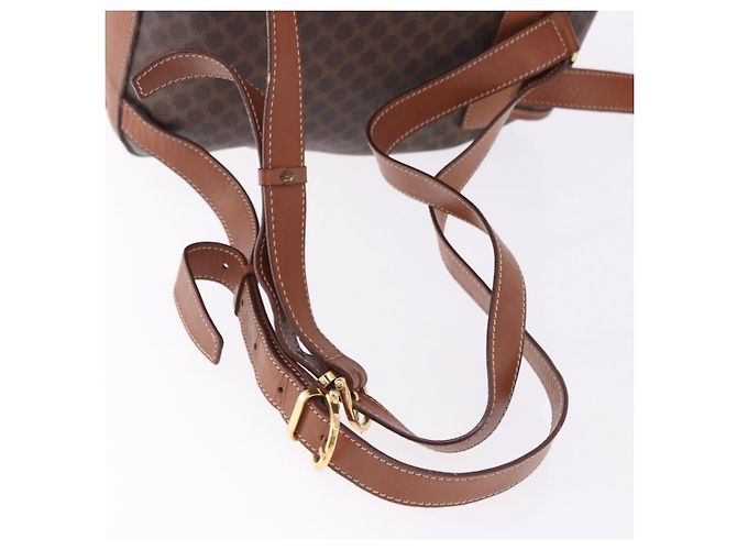 Céline CELINE Macadam Canvas Backpack PVC Leather Brown Gold - vista 9