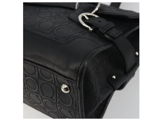 Salvatore Ferragamo Gancini Shoulder Bag Leather Black Silver - vista 10