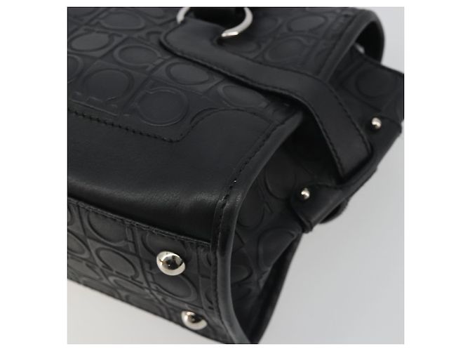 Salvatore Ferragamo Gancini Shoulder Bag Leather Black Silver - vista 12
