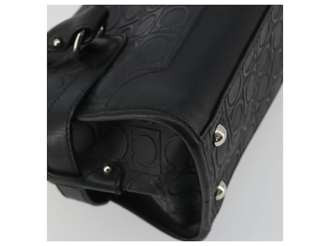 Salvatore Ferragamo Gancini Shoulder Bag Leather Black Silver - vista 13