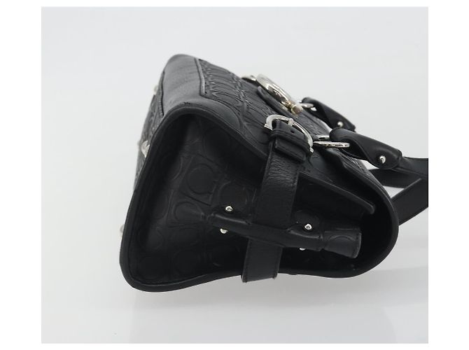Salvatore Ferragamo Gancini Shoulder Bag Leather Black Silver - vista 4