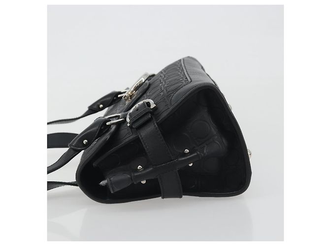 Salvatore Ferragamo Gancini Shoulder Bag Leather Black Silver - vista 5