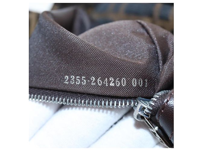 FENDI Zucca Canvas Mamma Baguette Shoulder Bag Brown Black - vista 11