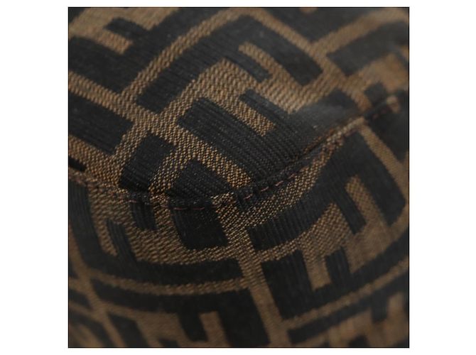 FENDI Zucca Canvas Mamma Baguette Shoulder Bag Brown Black - vista 16