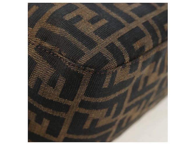 FENDI Zucca Canvas Mamma Baguette Shoulder Bag Brown Black - vista 17