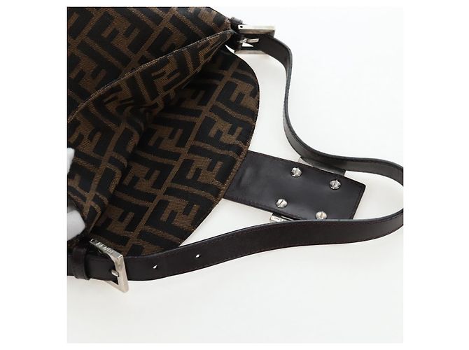 FENDI Zucca Canvas Mamma Baguette Shoulder Bag Brown Black - vista 20