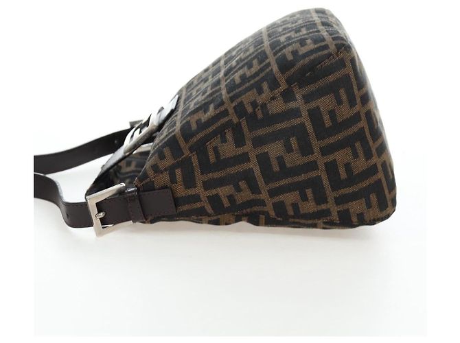 FENDI Zucca Canvas Mamma Baguette Shoulder Bag Brown Black - vista 3