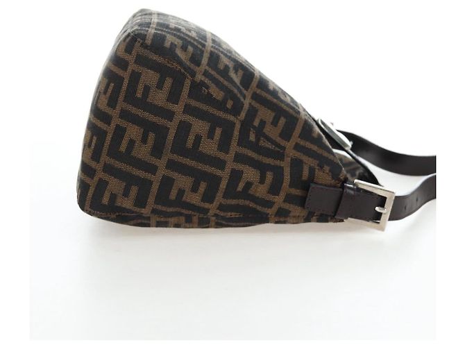 FENDI Zucca Canvas Mamma Baguette Shoulder Bag Brown Black - vista 4