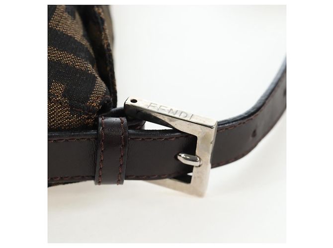 FENDI Zucca Canvas Mamma Baguette Shoulder Bag Brown Black - vista 8