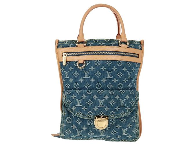 LOUIS VUITTON Bolso Shopper Plano de Denim Monogram Azul M95018 - vista 13