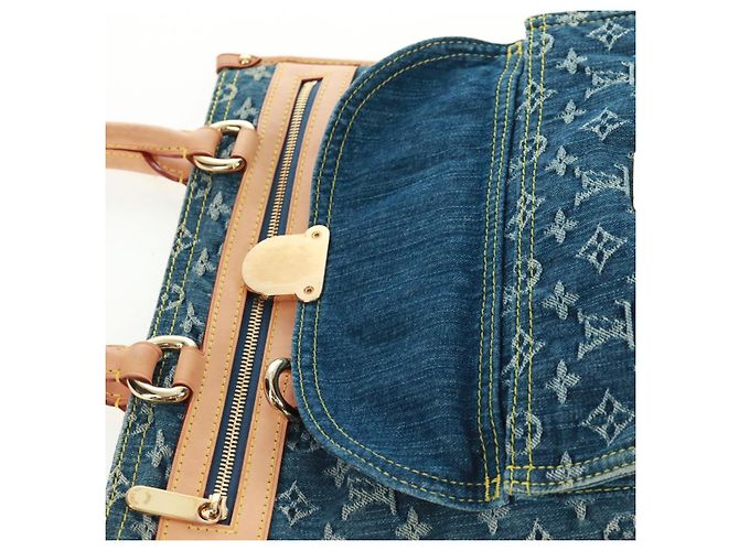 LOUIS VUITTON Bolso Shopper Plano de Denim Monogram Azul M95018 - vista 18
