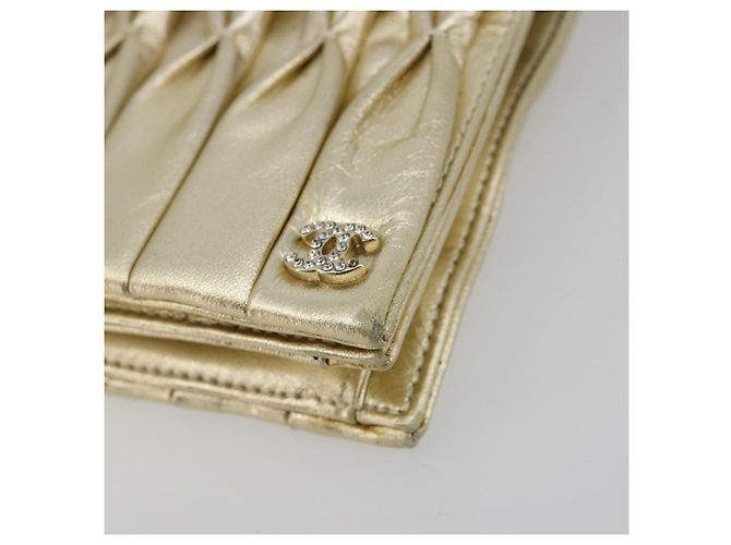 CHANEL Chain Shoulder Bag Lamb Skin Gold CC - vista 14