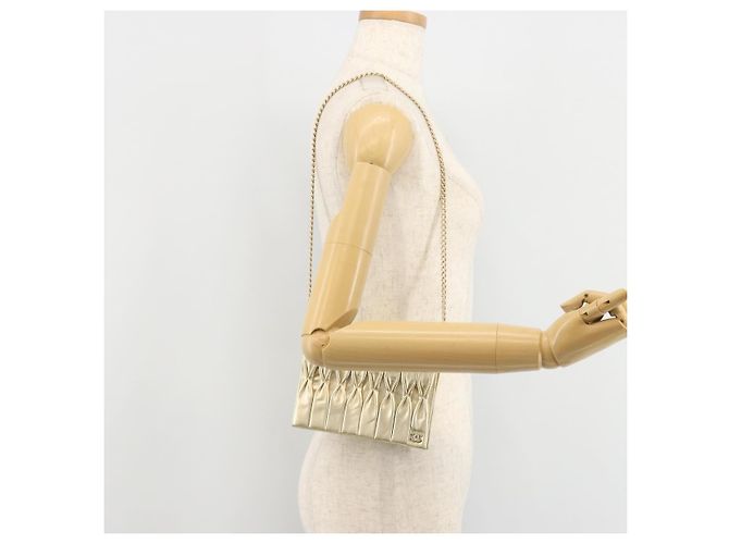 CHANEL Chain Shoulder Bag Lamb Skin Gold CC - vista 24