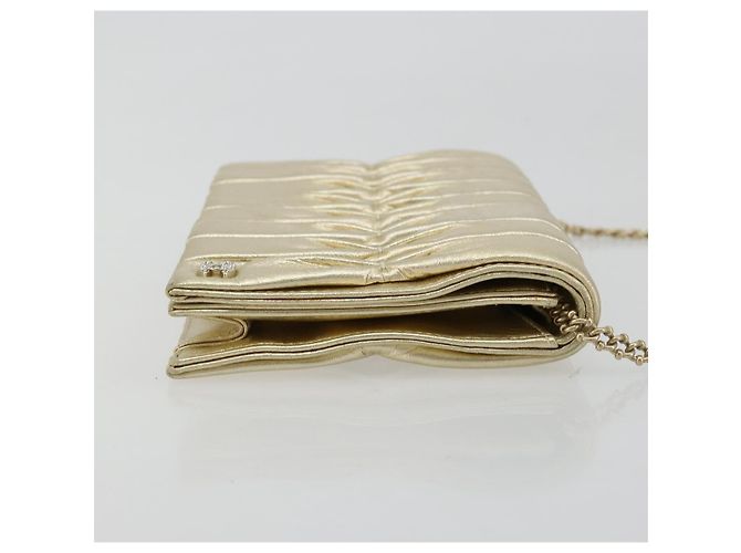 CHANEL Chain Shoulder Bag Lamb Skin Gold CC - vista 3