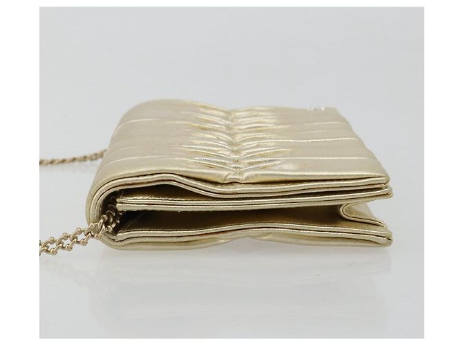 CHANEL Chain Shoulder Bag Lamb Skin Gold CC - vista 4