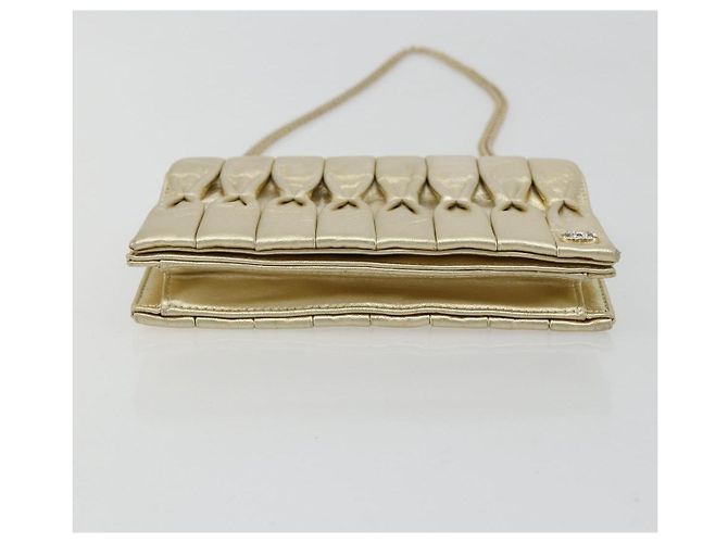 CHANEL Chain Shoulder Bag Lamb Skin Gold CC - vista 5