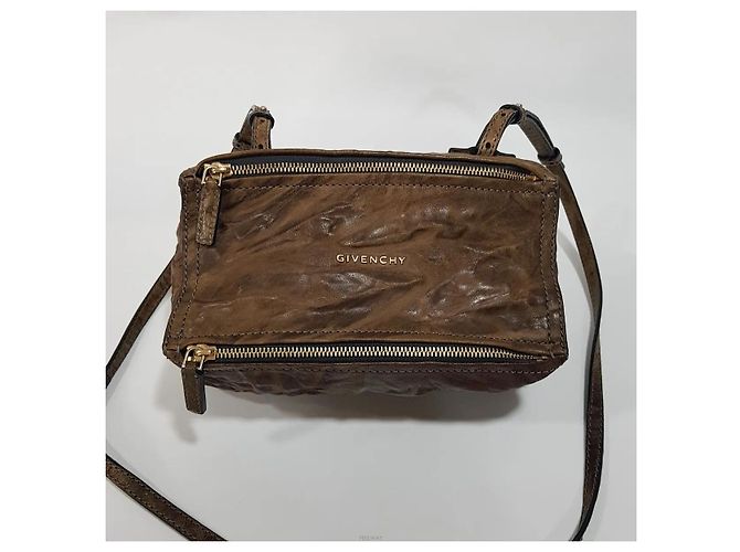 Givenchy Borsa a tracolla Pandora Mini Wrinkled Marrone - vista 2
