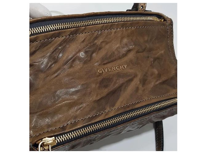 Givenchy Borsa a tracolla Pandora Mini Wrinkled Marrone - vista 3