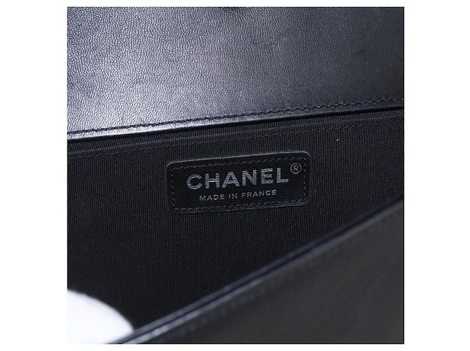 CHANEL Chain Boy Chanel V Stitch Bag Leather Black Silver CC - vista 17