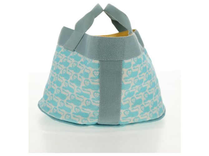 Hermès HERMES Animo Pixel GM Hand Bag Canvas Light Blue Silver - vista 3