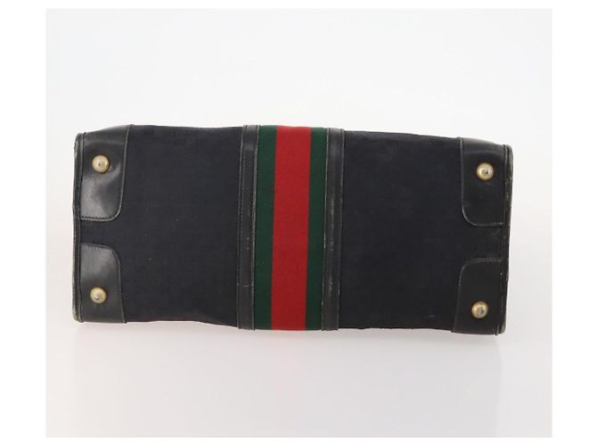 GUCCI GG Canvas Web Sherry Line Boston Bag Black Gold - vista 5