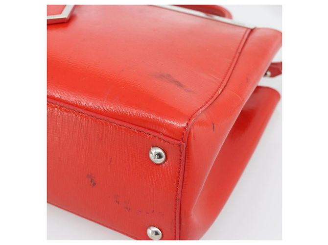 FENDI 2 JOURS Hand Bag Leather 2way Red Silver - vista 10