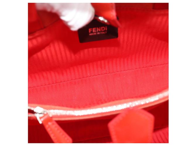 FENDI 2 JOURS Hand Bag Leather 2way Red Silver - vista 11