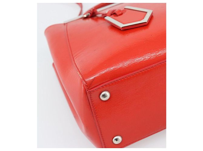 FENDI 2 JOURS Hand Bag Leather 2way Red Silver - vista 15
