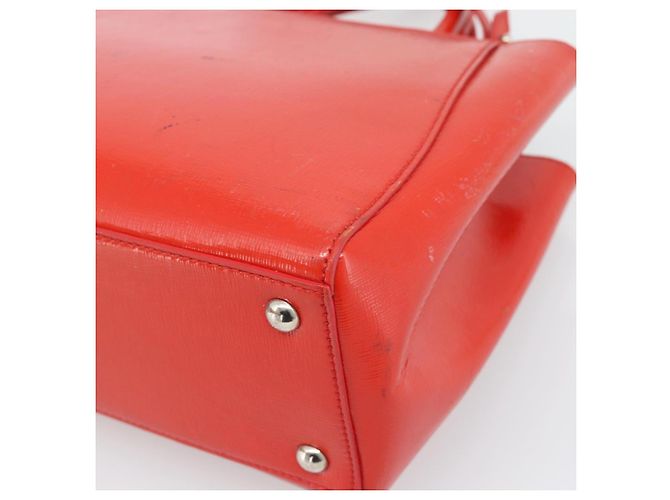 FENDI 2 JOURS Hand Bag Leather 2way Red Silver - vista 16