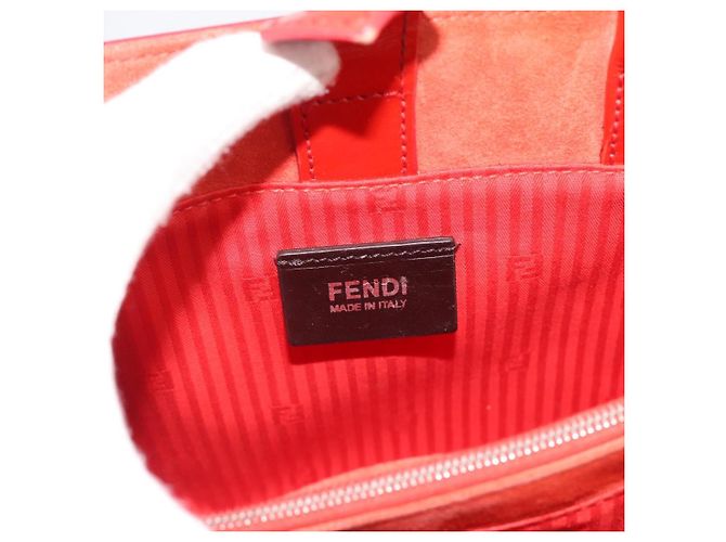 FENDI 2 JOURS Hand Bag Leather 2way Red Silver - vista 18