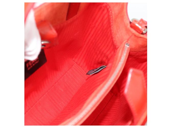 FENDI 2 JOURS Hand Bag Leather 2way Red Silver - vista 19