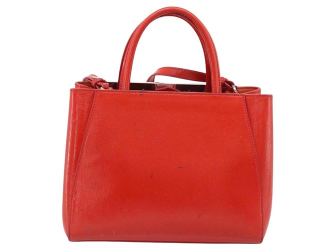 FENDI 2 JOURS Hand Bag Leather 2way Red Silver - vista 2