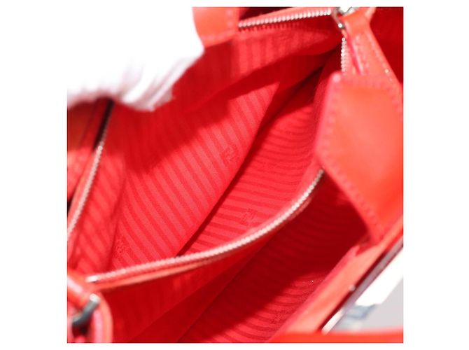FENDI 2 JOURS Hand Bag Leather 2way Red Silver - vista 22
