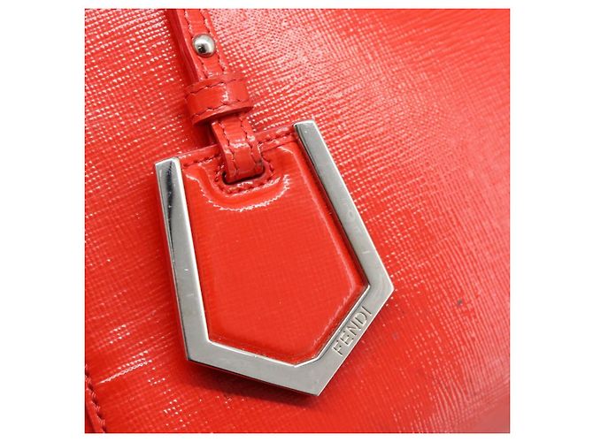 FENDI 2 JOURS Hand Bag Leather 2way Red Silver - vista 24