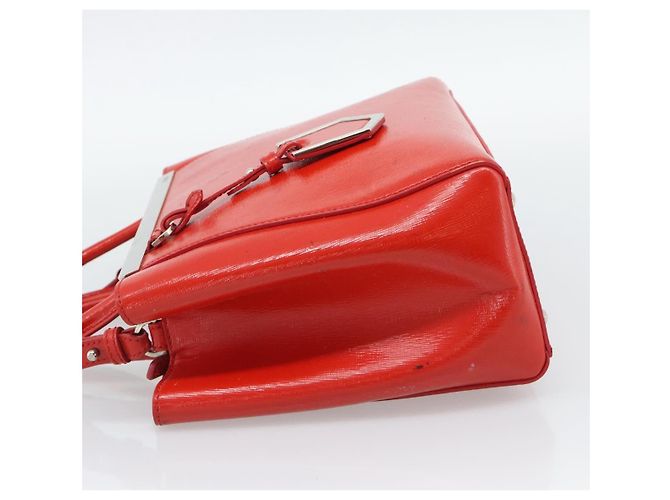 FENDI 2 JOURS Hand Bag Leather 2way Red Silver - vista 3