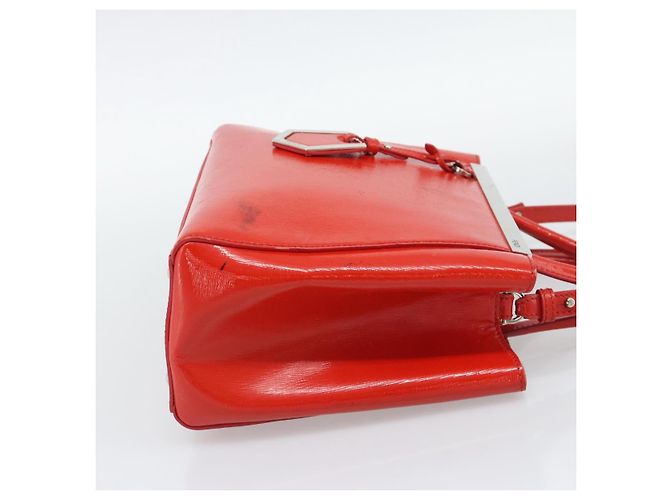 FENDI 2 JOURS Hand Bag Leather 2way Red Silver - vista 4