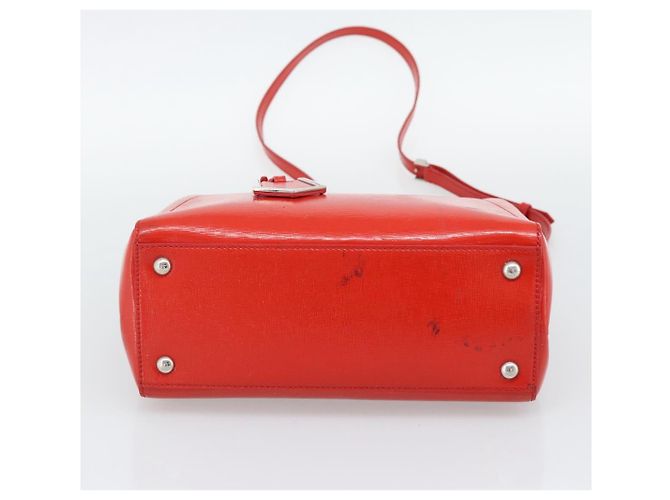 FENDI 2 JOURS Hand Bag Leather 2way Red Silver - vista 5