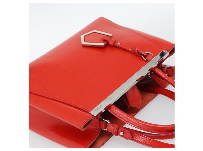 FENDI 2 JOURS Hand Bag Leather 2way Red Silver - vista 6