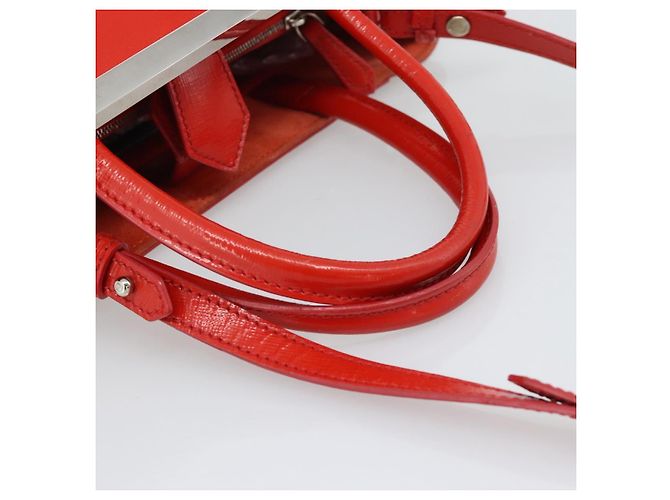 FENDI 2 JOURS Hand Bag Leather 2way Red Silver - vista 7