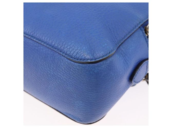 GUCCI Tiger Pattern Hand Bag Leather 2way Blue Gold 453565 - vista 18