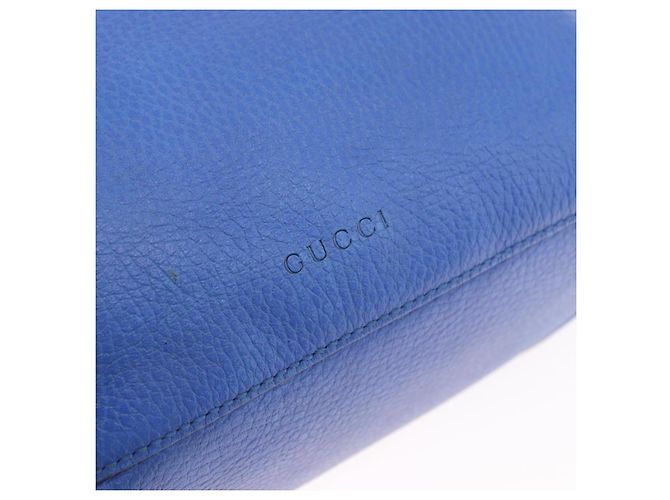 GUCCI Tiger Pattern Hand Bag Leather 2way Blue Gold 453565 - vista 19