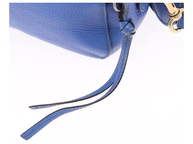 GUCCI Tiger Pattern Hand Bag Leather 2way Blue Gold 453565 - vista 20