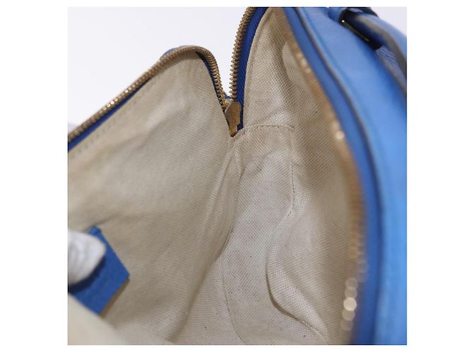 GUCCI Tiger Pattern Hand Bag Leather 2way Blue Gold 453565 - vista 23