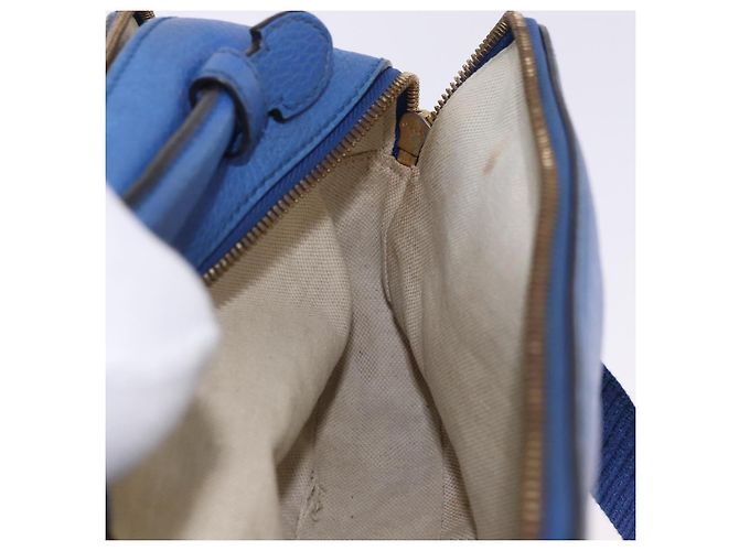GUCCI Tiger Pattern Hand Bag Leather 2way Blue Gold 453565 - vista 27