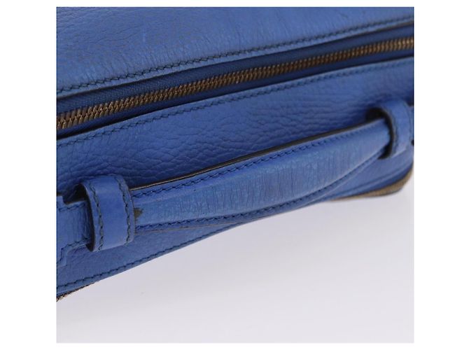 GUCCI Tiger Pattern Hand Bag Leather 2way Blue Gold 453565 - vista 7