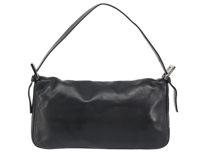 FENDI Mamma Baguette Shoulder Bag Leather Black Silver - vista 2
